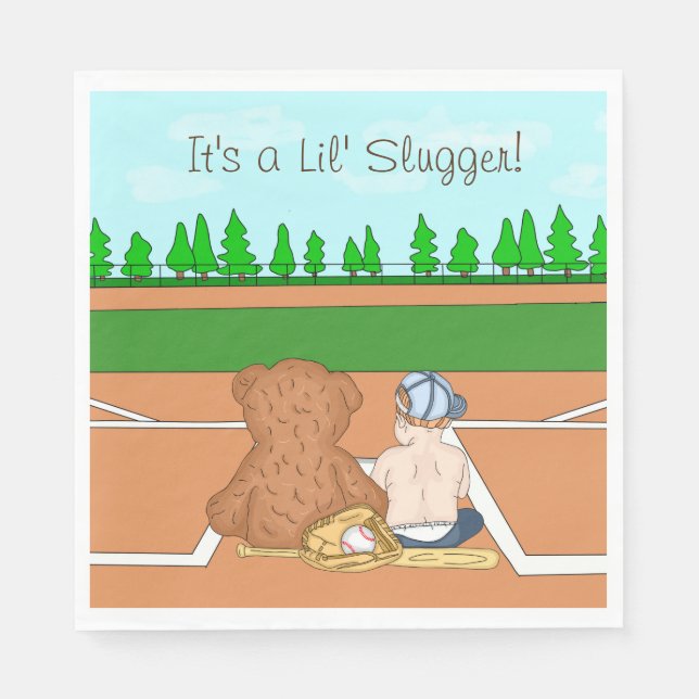 Serviette En Papier C'est un Baby shower de baseball de Lil' Slugger B (Devant)