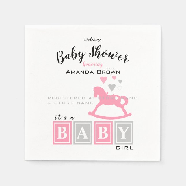 Serviette En Papier C'est un Baby shower de fille (Devant)