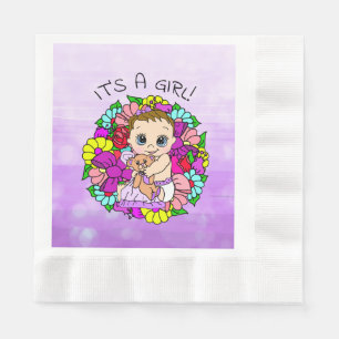 Serviette En Papier C'est un Baby shower de fille pourpre