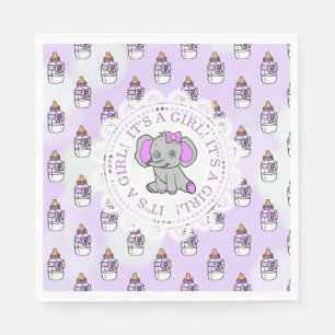 Serviette En Papier C'est un Baby shower d'éléphant mauve, une fille