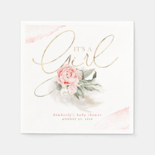 Serviette En Papier C'est un Baby shower en herbe rose Fille Pampas Fl