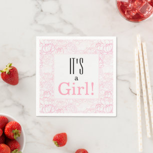 Serviette En Papier C'est un Baby shower floral de fille PInk