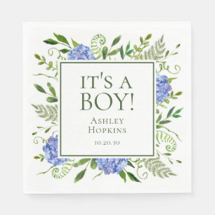 Serviette En Papier C'est Un Baby shower Garçon Blue Hydrangeas Boy