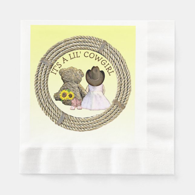 Serviette En Papier C'est un Baby shower Lil' Cowgirl (Devant)