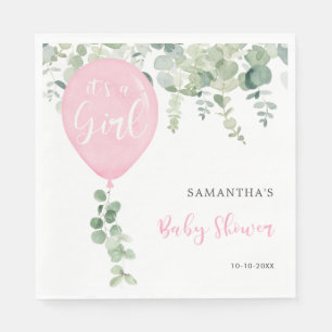 Serviette En Papier C'est un ballon rose fille baby shower verdure