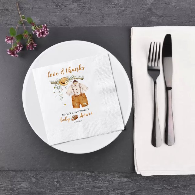 Serviette En Papier C'est un Boy Boho Football Baby shower d'aquarelle (Créateur téléchargé)