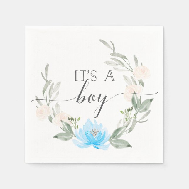 Serviette En Papier C'est un Boy Cocktail Napkins Pastel Blue (Devant)