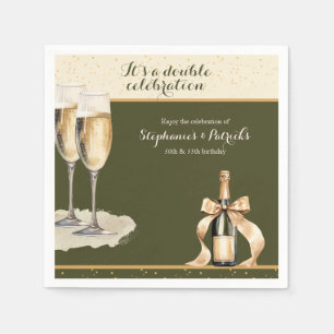 Serviette En Papier C'est un Double Anniversaire Champagne Vert