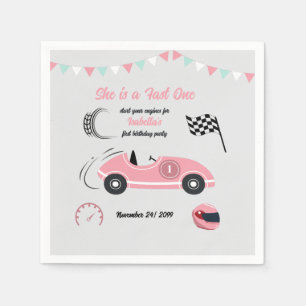 Serviette En Papier C'est un Fast One Festive Pink Race Car anniversai