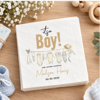 Serviette En Papier C'est un garçon ! Baby Shower Bleu - Mignon & Ador