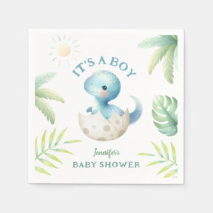 Serviette En Papier C'est un garçon ! Baby shower Cute Dino Dinosaur