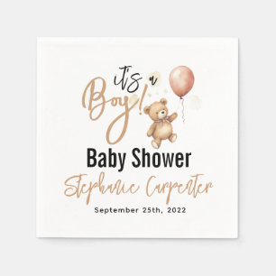 Serviette En Papier C'est un garçon ! Baby shower d'ours en peluche mi