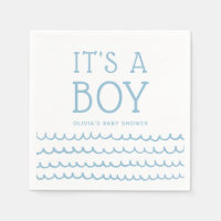 C'est un garçon Baby shower nautique | Vagues bleu