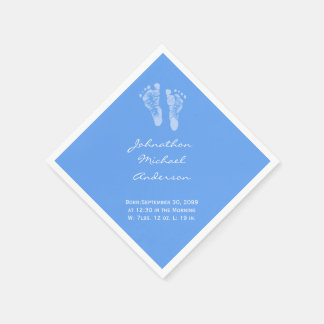 Serviette En Papier C'est un garçon Blue Baby Footprints Faire-part de