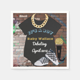 Serviette En Papier C'est un garçon Hip hop Throwback Baby shower Napk