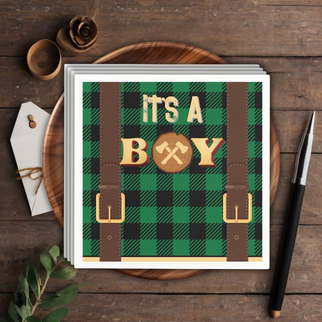Serviette En Papier C'est un garçon Rustic Lumberjack Flannel Baby sho (Créateur téléchargé)