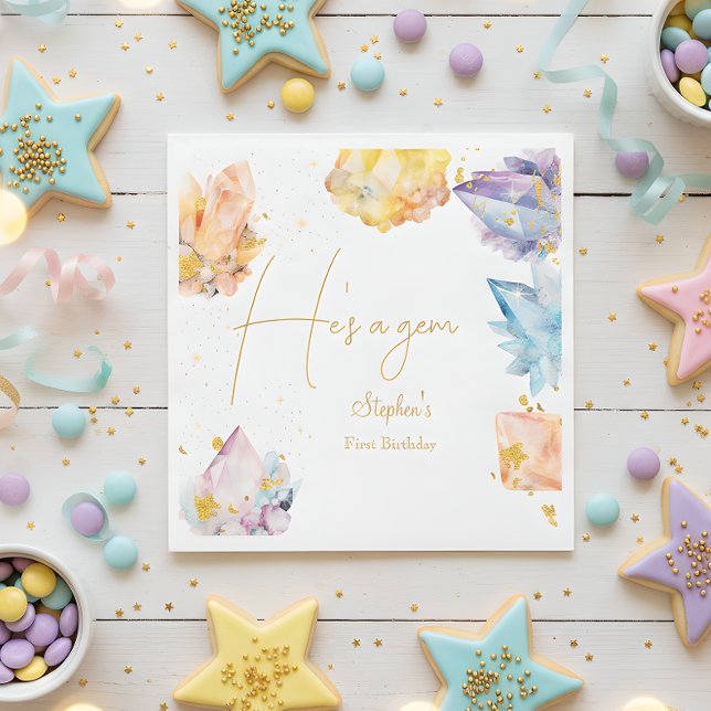 Serviette En Papier C'est un Gem Birthday Crystals de l'aquarelle du g (Créateur téléchargé)