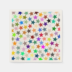 Serviette En Papier C'est un Rainbow Party, Multi-Coloured Stars Motif