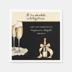 Serviette En Papier C'est une double célébration Champagne noir Annive