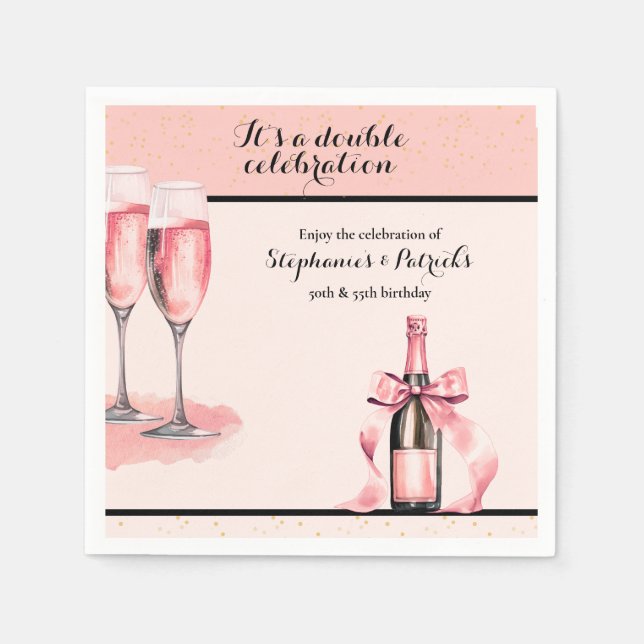 Serviette En Papier C'est une double célébration Champagne rose Annive (Devant)