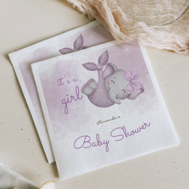 Serviette En Papier C'est une douche pour bébé fille éléphant (Créateur téléchargé)