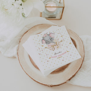 Serviette En Papier C'est une éléphant rose bébé fille Shower