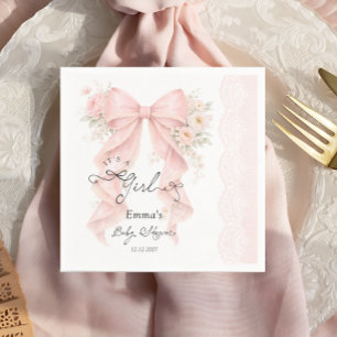 Serviette En Papier C'est une fille Arc en ciel rose Ruban Baby Shower