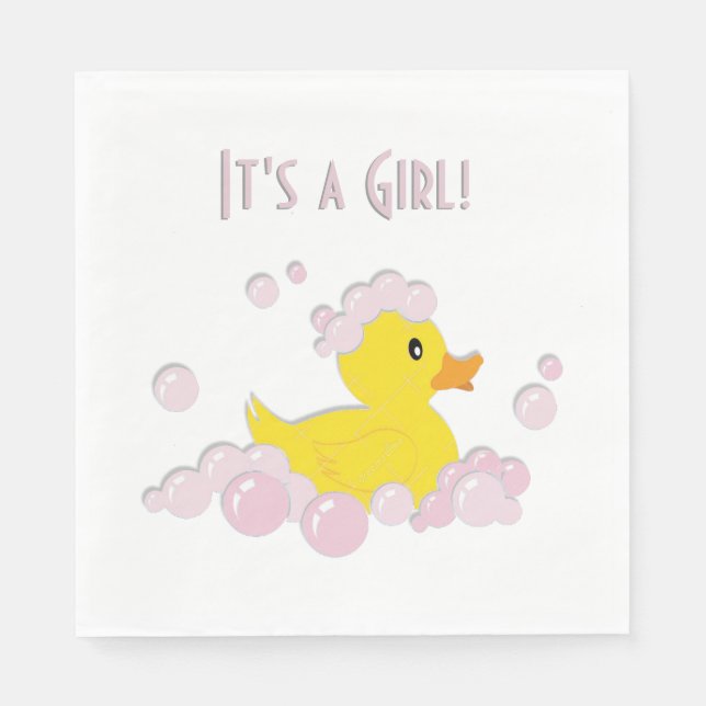 Serviette En Papier C'est une fille Baby shower canard (Devant)