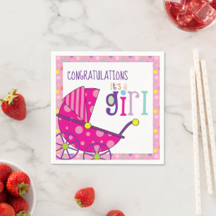 Serviette En Papier C'est une fille Baby shower Cocktail Napkin