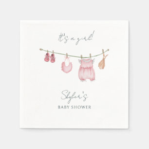 Serviette En Papier C'est une fille Baby shower d'aquarelle simple vêt