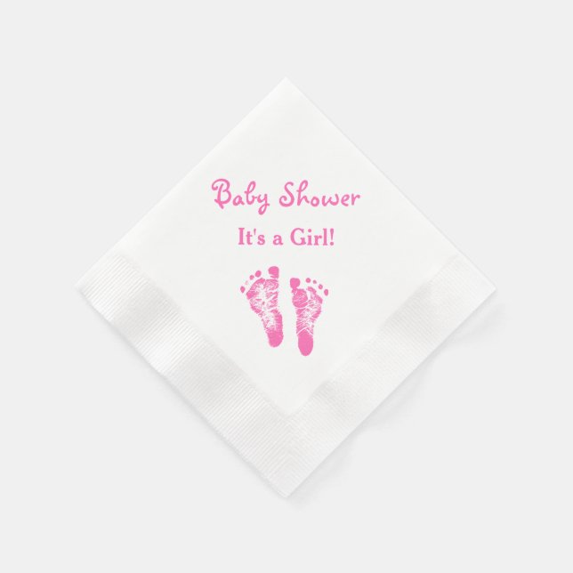 Serviette En Papier C'est une fille Baby shower joli empreintes roses (Coin)