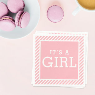 Serviette En Papier C'est une fille Baby shower moderne Blush Pink Str