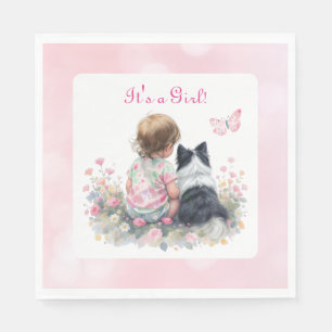 Serviette En Papier C'est une fille Baby Shower Rose pour Bébé Fille