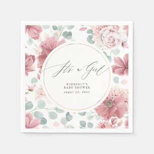Serviette En Papier C'est une fille Dusty Rose Floral mignonne Baby sh