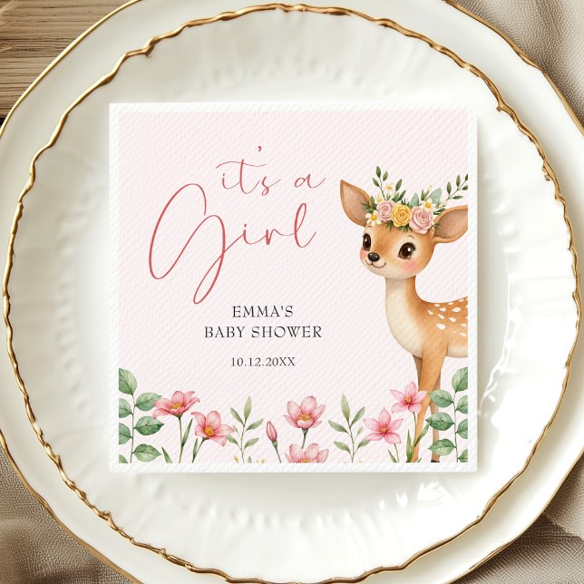 Serviette En Papier C'est une fille mignonne cerf de bois bébé fille d (Créateur téléchargé)