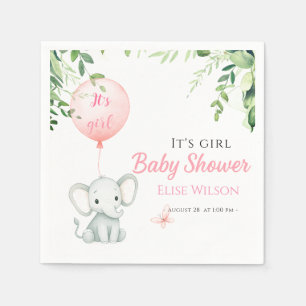 Serviette En Papier C'est une fille ! Petit bébé éléphant mignon avec