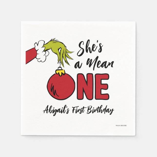 Serviette En Papier C'est une Mean One | Anniversaire de Grinch (Devant)