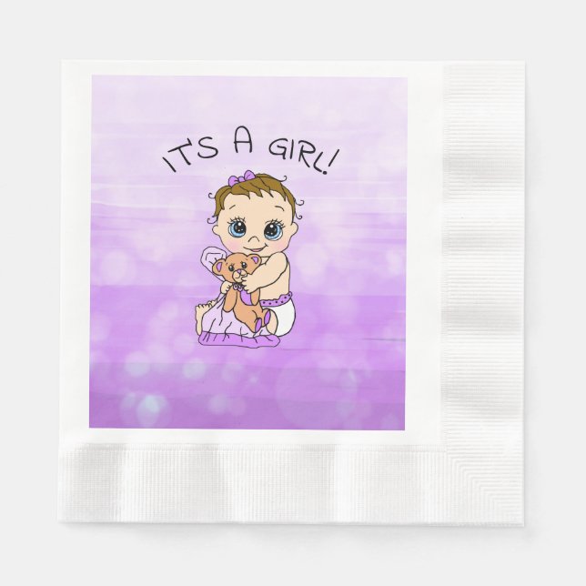 Serviette En Papier C'est une serviette de Baby shower pour fille viol (Devant)