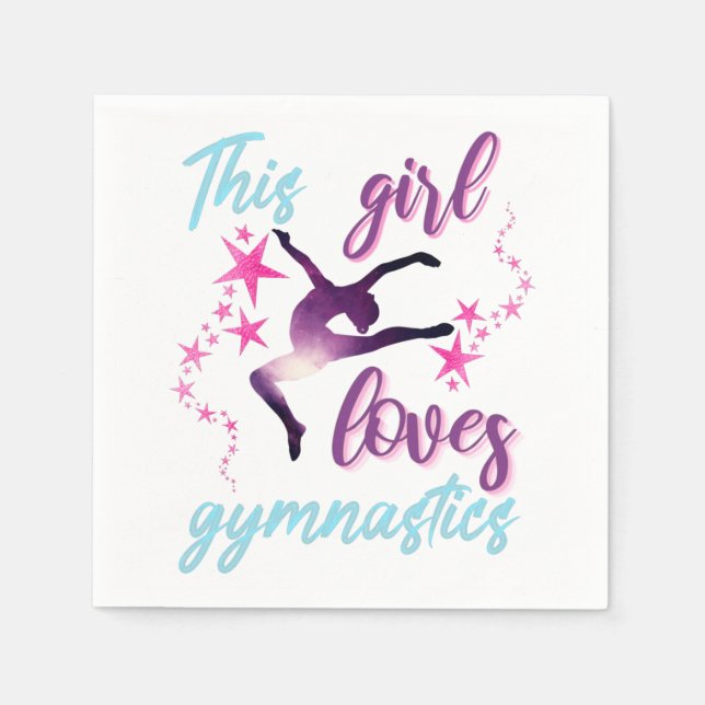 Serviette En Papier Cette Fille Aime La Gymnastique Étoiles Leap (Devant)