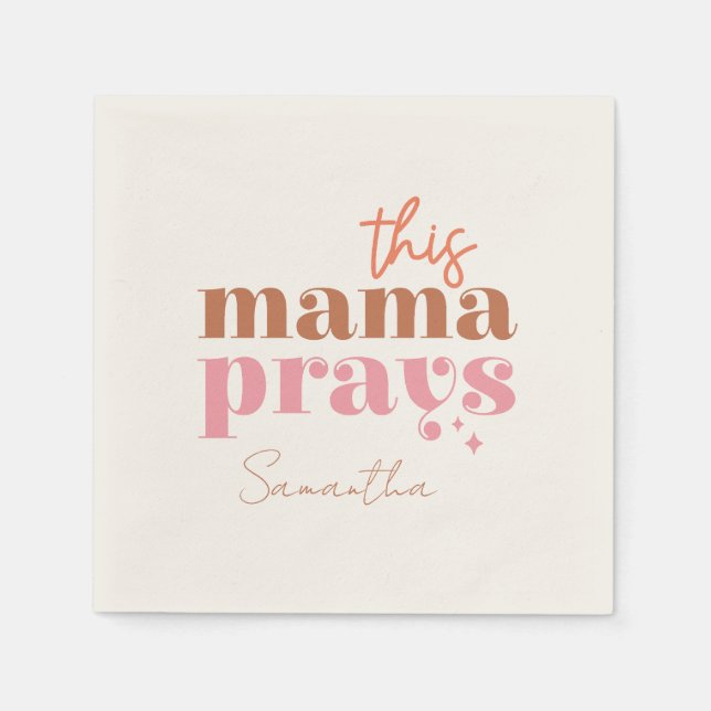 Serviette En Papier Cette Mama prie - Rustic Boho Design (Devant)