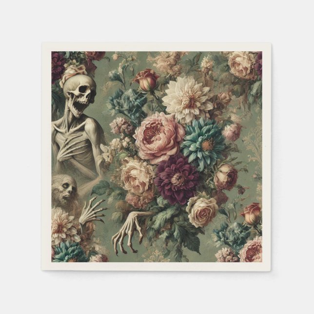 Serviette En Papier Chagrin posthume – Conception florale gothique (Devant)