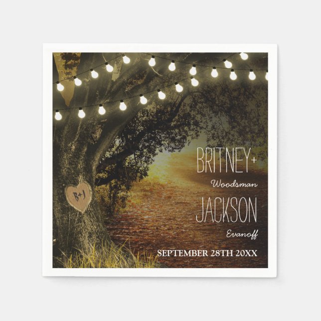 Serviette En Papier Chaîne d'automne lumières Chêne Mariage Napkins (Devant)