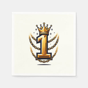 Serviette En Papier Chaîne de couronne d'or Drip 1 #1 Fête d'anniversa