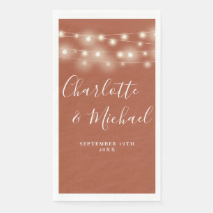 Serviette En Papier Chaîne Lights Terracotta Signature Script Mariage