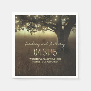 Serviette En Papier Chaîne lumières arbre rustique mariage serviettes 