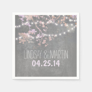 Serviette En Papier Chaîne Lumières Branches Rustique Garden Mariage