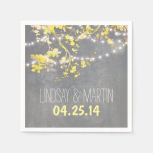 Serviette En Papier Chaîne Lumières Branches Rustique Garden Mariage