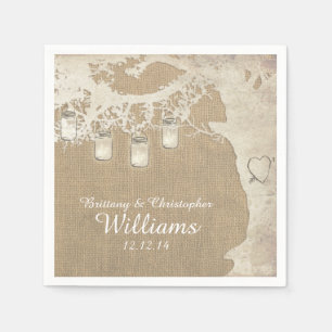 Serviette En Papier Chaîne Mason Jar Lights Arbre Burlap Naples