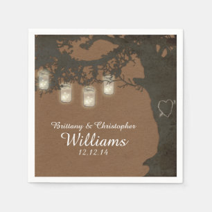 Serviette En Papier Chaîne Mason Jar Lights Arbre Tan Vintage Naples