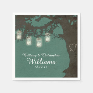 Serviette En Papier Chaîne Mason Jar Lights Arbre Vintage Turquoise Na